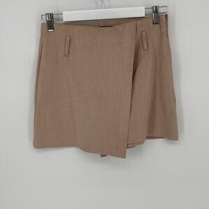Zara Beige Wrap Skort Medium Stretch Minimalist Chic